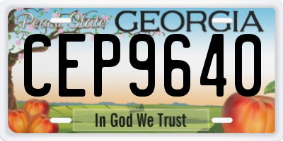 GA license plate CEP9640