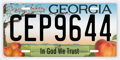 GA license plate CEP9644