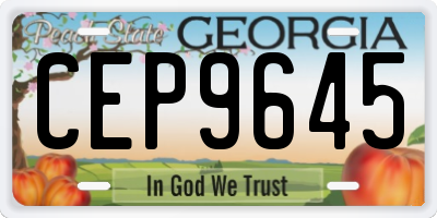 GA license plate CEP9645