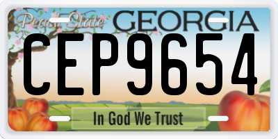 GA license plate CEP9654