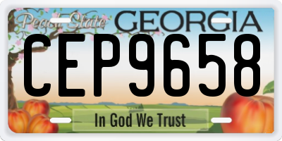 GA license plate CEP9658