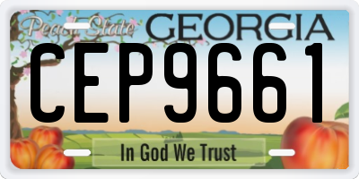 GA license plate CEP9661