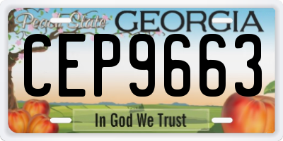 GA license plate CEP9663