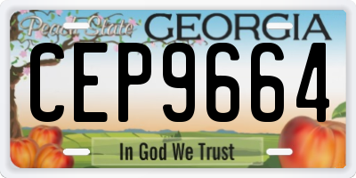 GA license plate CEP9664