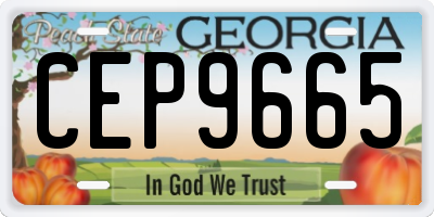 GA license plate CEP9665