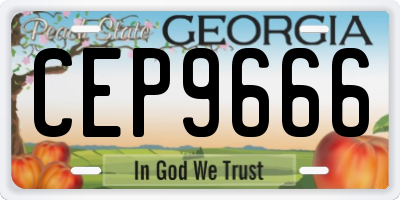 GA license plate CEP9666