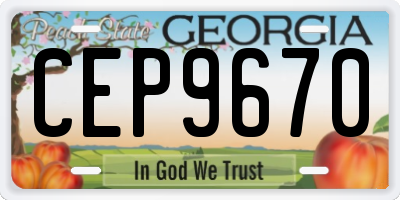 GA license plate CEP9670