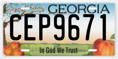 GA license plate CEP9671