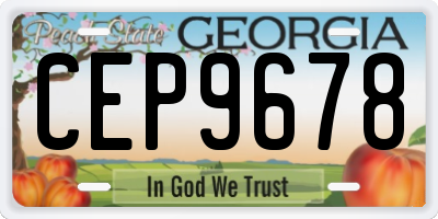 GA license plate CEP9678
