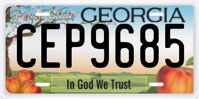 GA license plate CEP9685