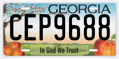 GA license plate CEP9688