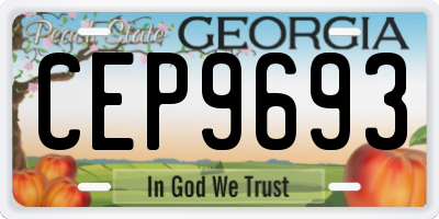 GA license plate CEP9693