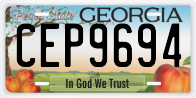 GA license plate CEP9694