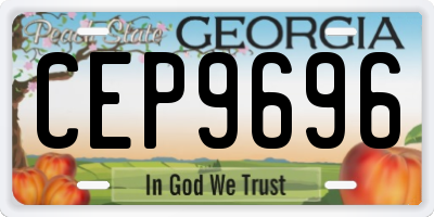 GA license plate CEP9696