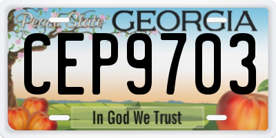 GA license plate CEP9703