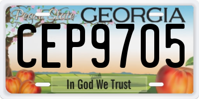 GA license plate CEP9705