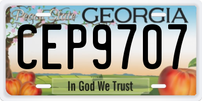 GA license plate CEP9707