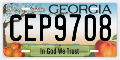 GA license plate CEP9708