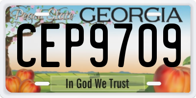 GA license plate CEP9709