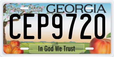 GA license plate CEP9720
