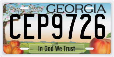 GA license plate CEP9726