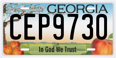 GA license plate CEP9730