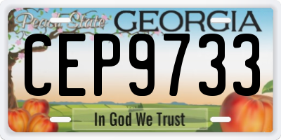 GA license plate CEP9733