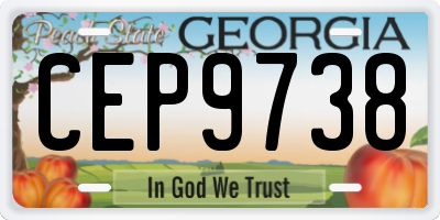 GA license plate CEP9738