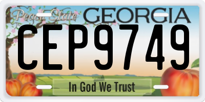 GA license plate CEP9749