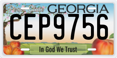 GA license plate CEP9756