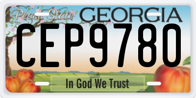 GA license plate CEP9780