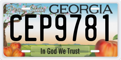 GA license plate CEP9781