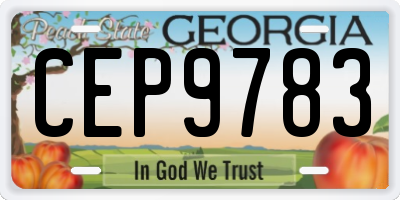 GA license plate CEP9783