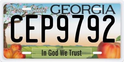 GA license plate CEP9792