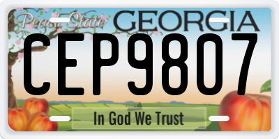 GA license plate CEP9807