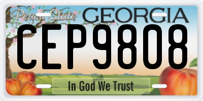 GA license plate CEP9808