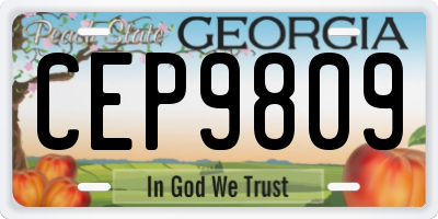 GA license plate CEP9809