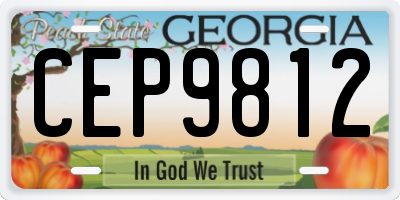 GA license plate CEP9812