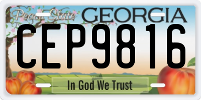 GA license plate CEP9816