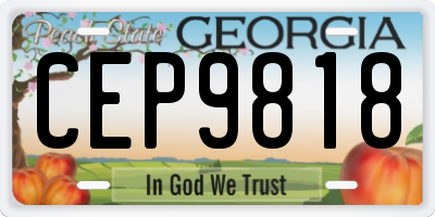 GA license plate CEP9818