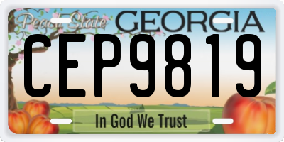 GA license plate CEP9819