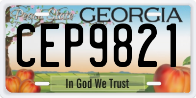 GA license plate CEP9821