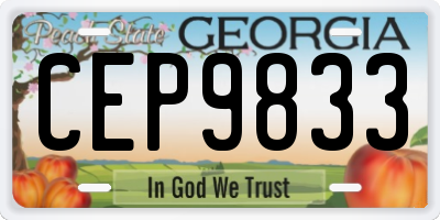 GA license plate CEP9833