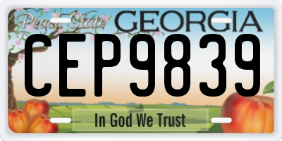GA license plate CEP9839