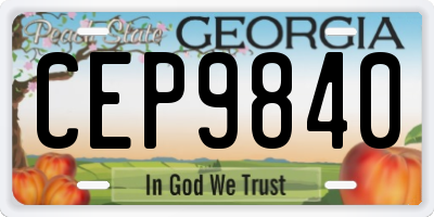 GA license plate CEP9840
