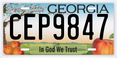 GA license plate CEP9847