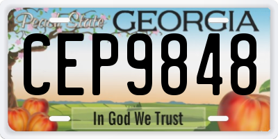 GA license plate CEP9848