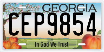 GA license plate CEP9854