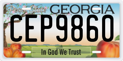 GA license plate CEP9860