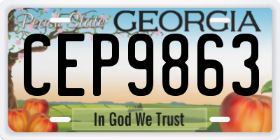 GA license plate CEP9863
